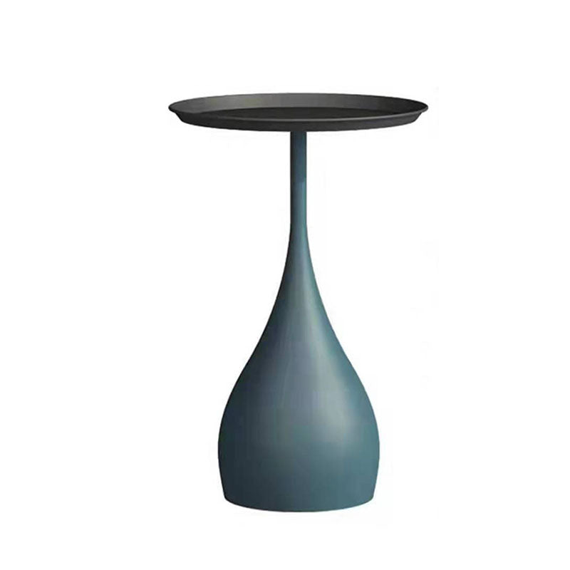 Round Side Table with Metal Pedestal Modernism Tray Top Side Table