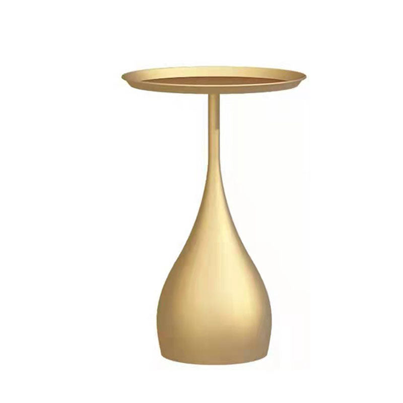 Round Side Table with Metal Pedestal Modernism Tray Top Side Table