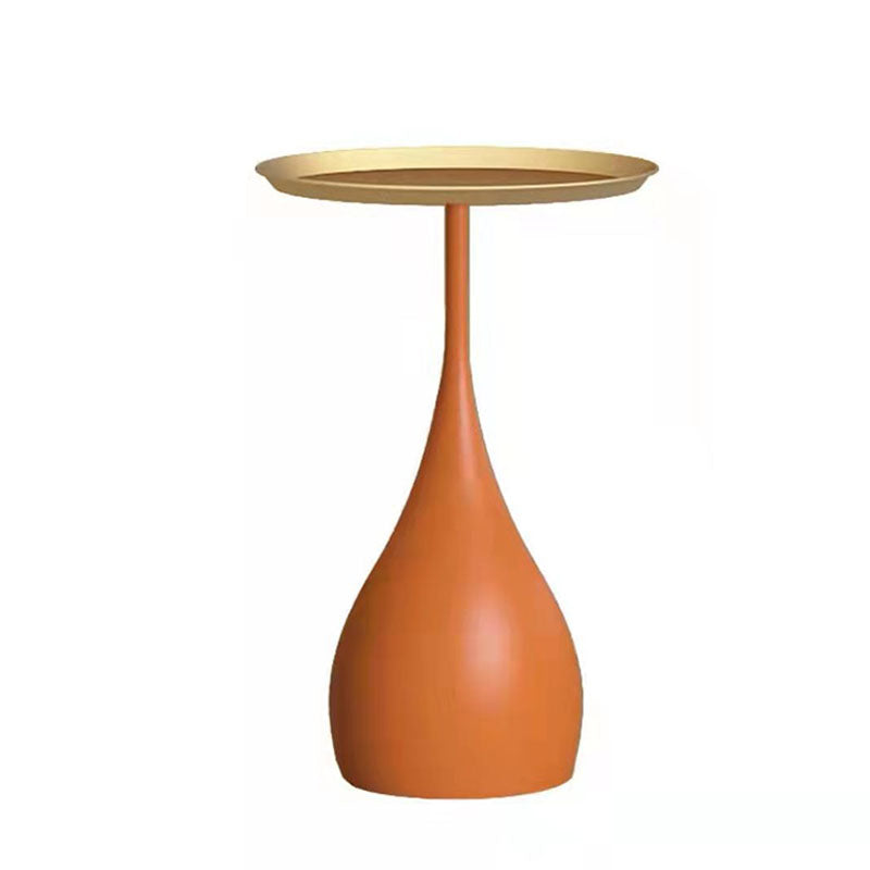 Round Side Table with Metal Pedestal Modernism Tray Top Side Table