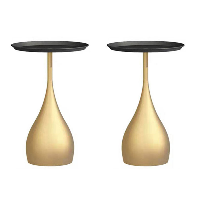 Round Side Table with Metal Pedestal Modernism Tray Top Side Table