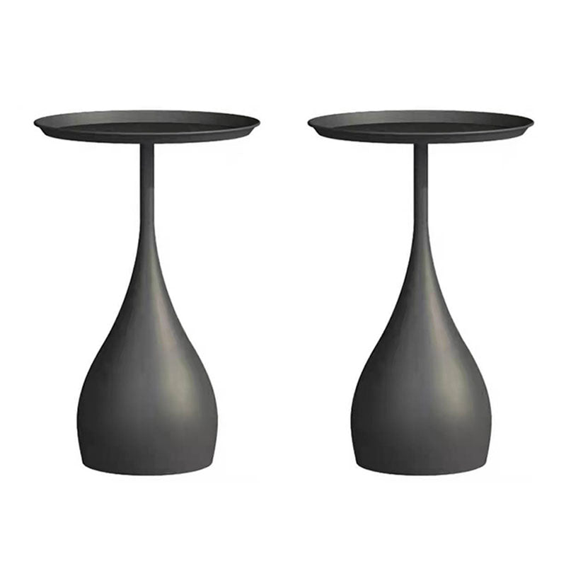 Round Side Table with Metal Pedestal Modernism Tray Top Side Table