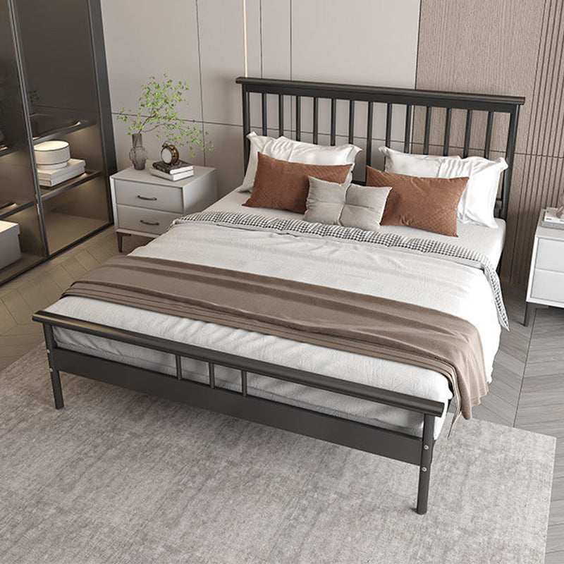Glam Rectangle Headboard Bed with Iron Frame and Legs Open-Frame Bed