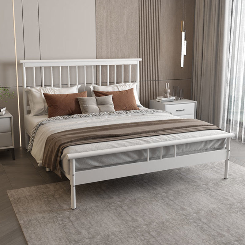 Glam Rectangle Headboard Bed with Iron Frame and Legs Open-Frame Bed