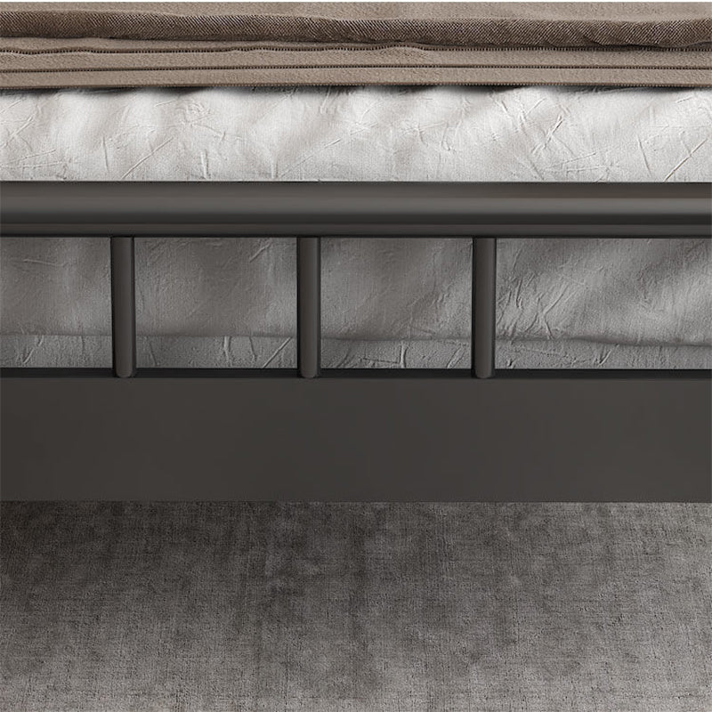 Glam Rectangle Headboard Bed with Iron Frame and Legs Open-Frame Bed