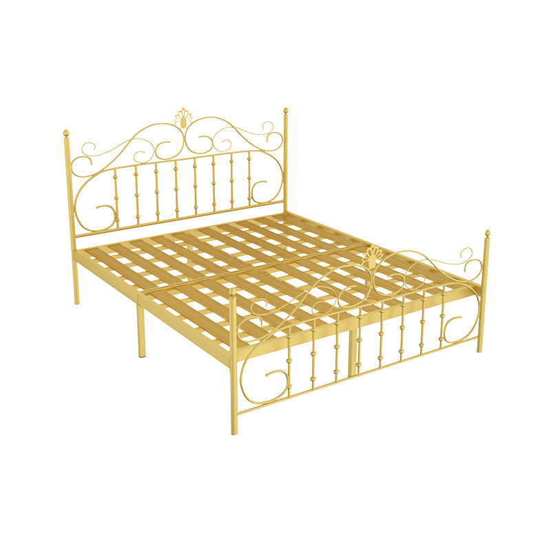 Contemporary Metallic Open-Frame Bed 48.4" Tall Bed with Arched Headboard