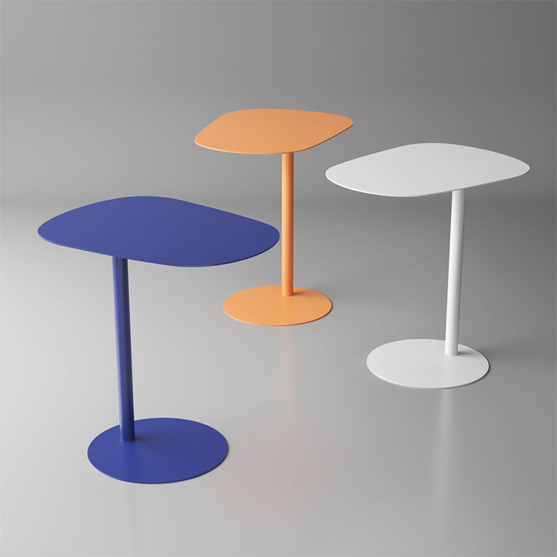 Pedestal Iron Side End Table Mid-Century Rectangular Side Table