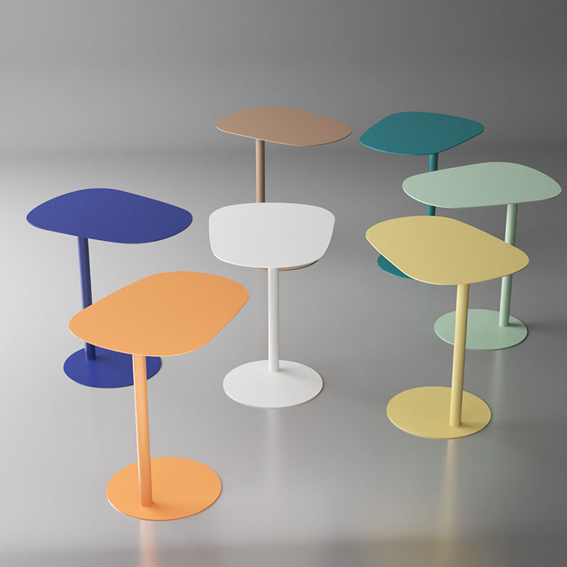 Pedestal Iron Side End Table Mid-Century Rectangular Side Table