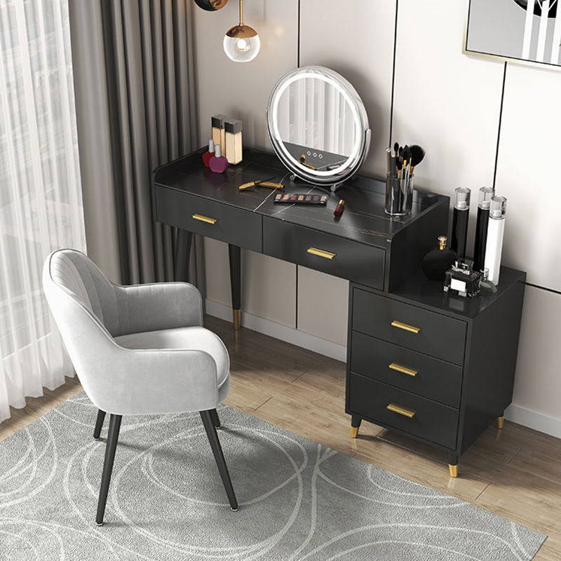 Black/White Vanity Dressing Table Set with 5 Storage Drawers