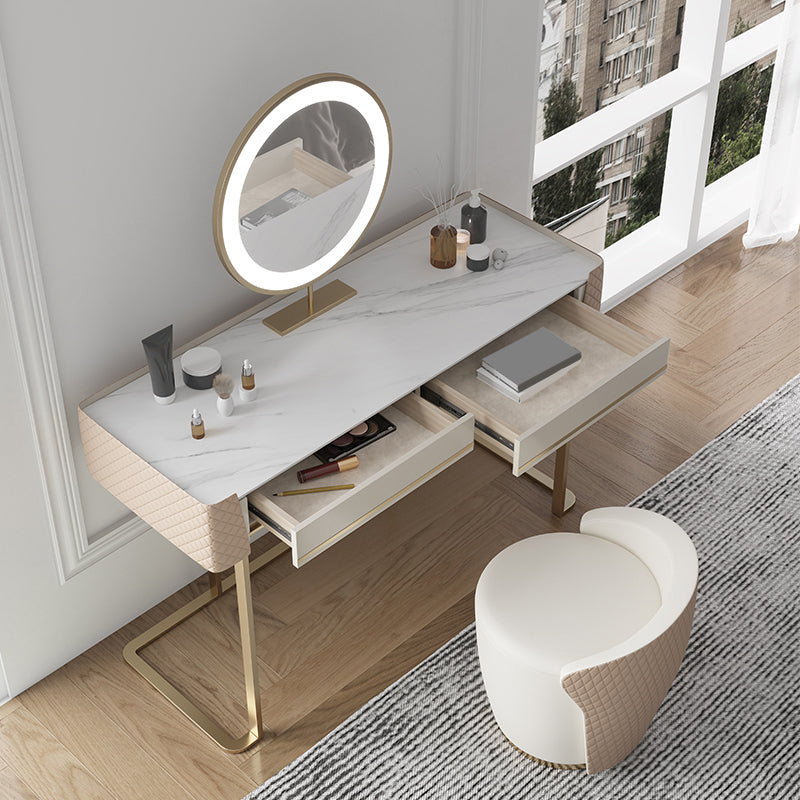 Bedroom Make-up Vanity in Matte Finish Stone Top Dressing Table