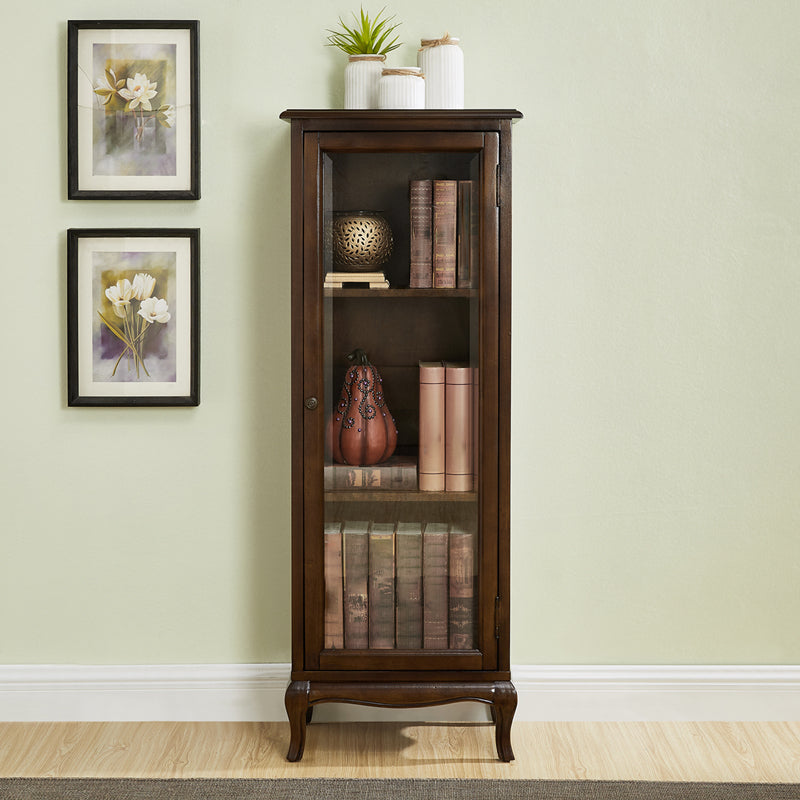 Mid-century Modern 51.18" Tall Glass Paned Accent Cabinet, Wooden Rectangle Cabinet