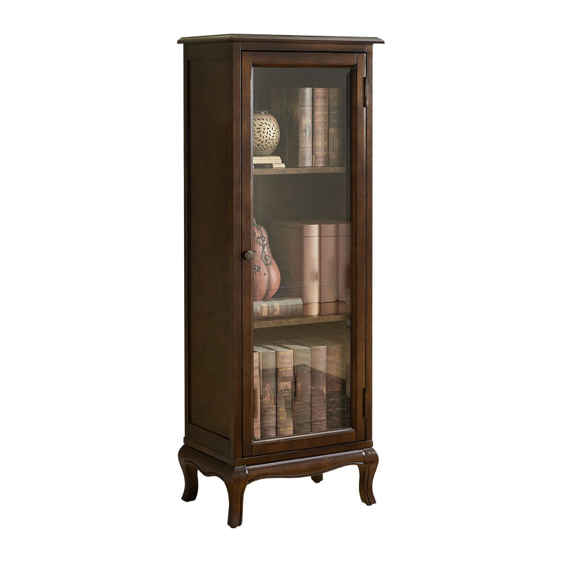 Mid-century Modern 51.18" Tall Glass Paned Accent Cabinet, Wooden Rectangle Cabinet