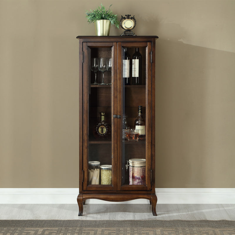 Mid-century Modern 51.18" Tall Glass Paned Accent Cabinet, Wooden Rectangle Cabinet