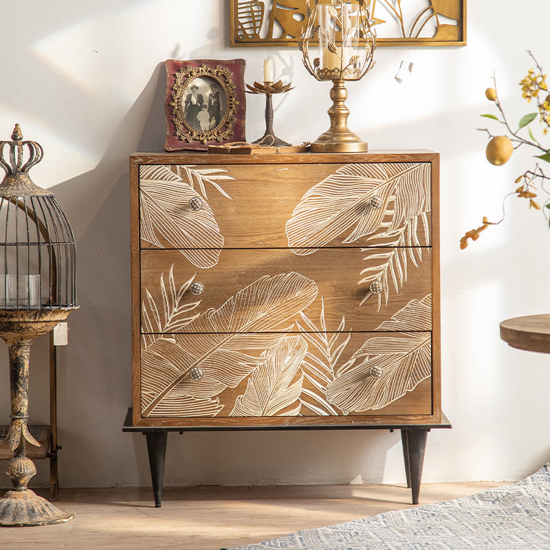 Brown Chest with Drawers , Distressed Wood Rectangle Cabinet