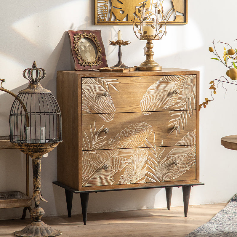 Brown Chest with Drawers , Distressed Wood Rectangle Cabinet