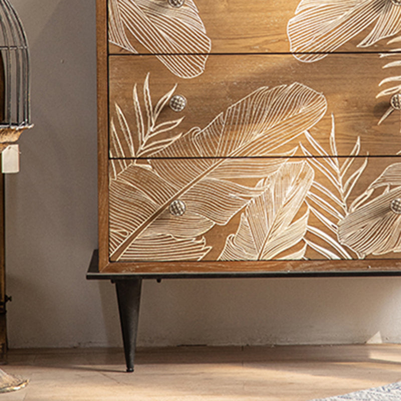 Brown Chest with Drawers , Distressed Wood Rectangle Cabinet