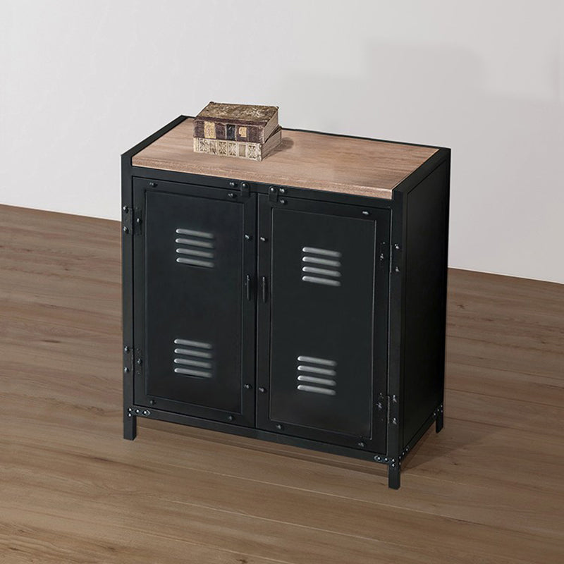Black Industrial Accent Cabinet with Doors and Bar Pulls Storage Cabinet