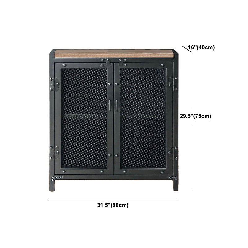 Black Industrial Accent Cabinet with Doors and Bar Pulls Storage Cabinet