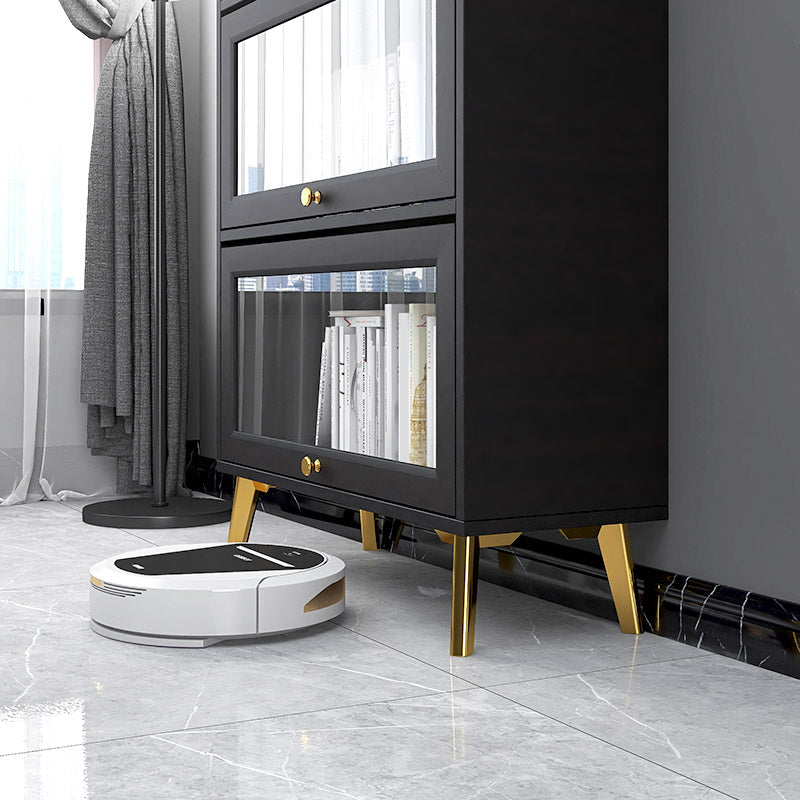 Modern 11.81" W Wooden Side Cabinet with Glass Doors in Black
