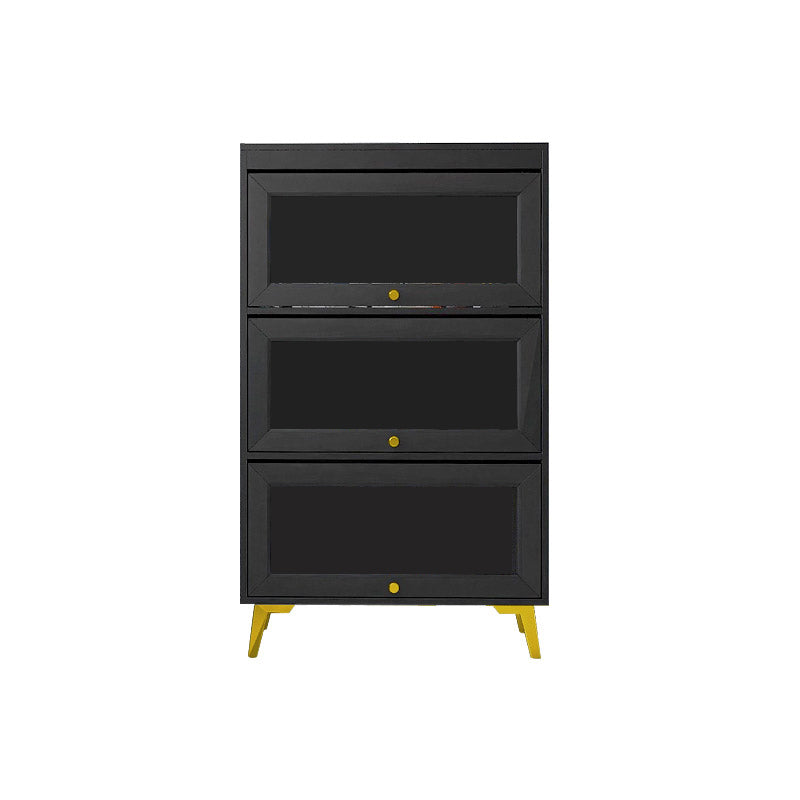 Modern 11.81" W Wooden Side Cabinet with Glass Doors in Black