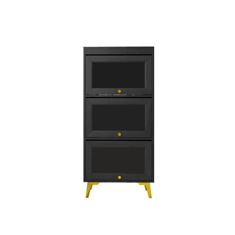 Modern 11.81" W Wooden Side Cabinet with Glass Doors in Black