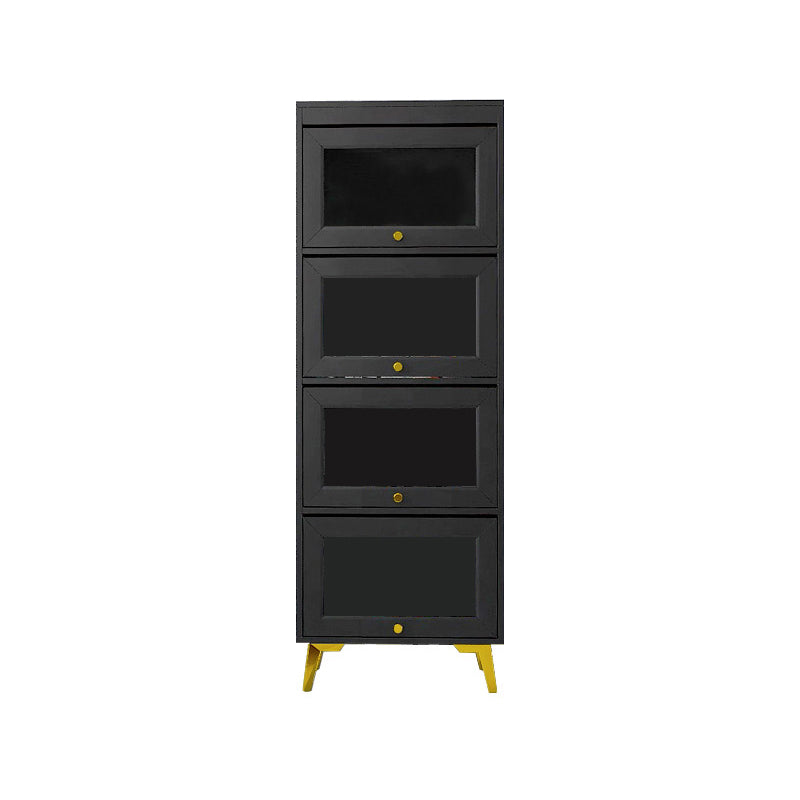 Modern 11.81" W Wooden Side Cabinet with Glass Doors in Black