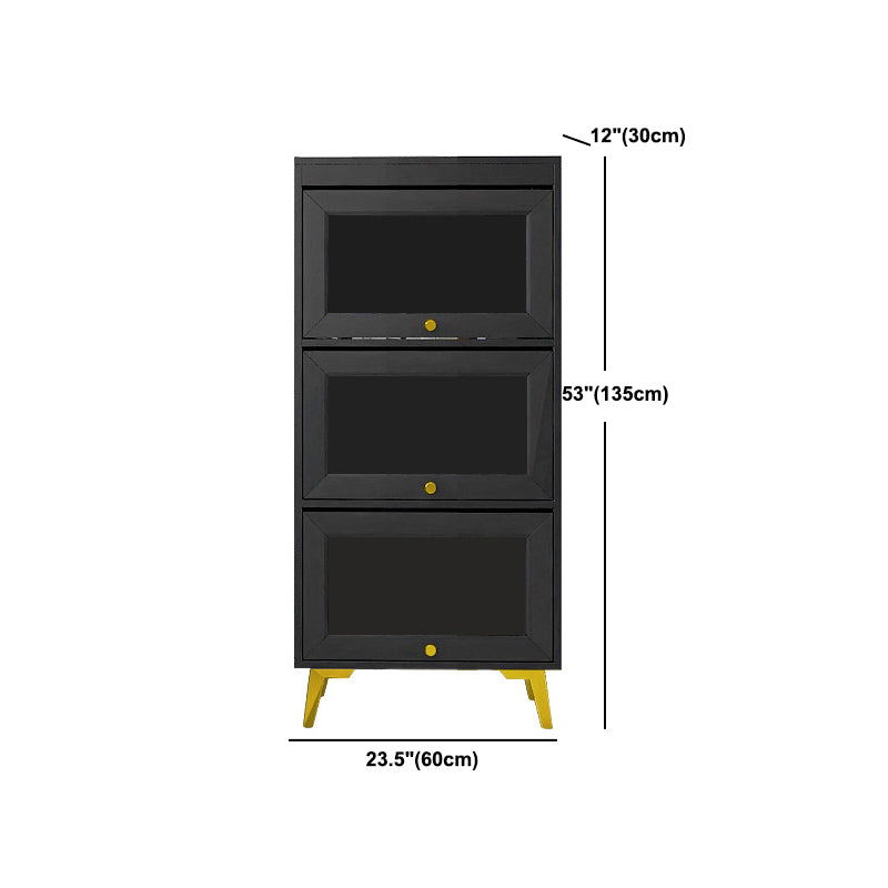 Modern 11.81" W Wooden Side Cabinet with Glass Doors in Black