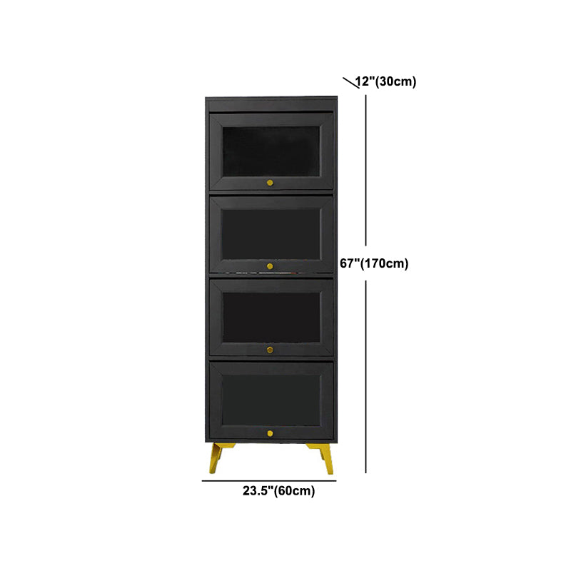 Modern 11.81" W Wooden Side Cabinet with Glass Doors in Black