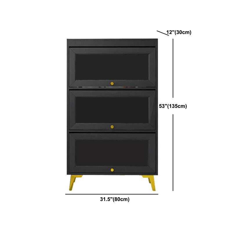 Modern 11.81" W Wooden Side Cabinet with Glass Doors in Black