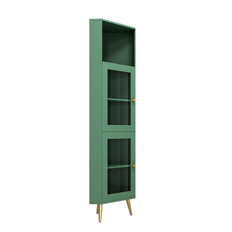 Wooden Storage Cabinet with 2 Glass Doors and Storage Shelf Modern