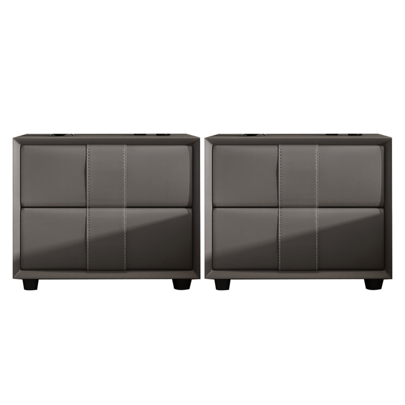 Rectangular Two Drawer Nightstand Contemporary 15.7" H Night Table