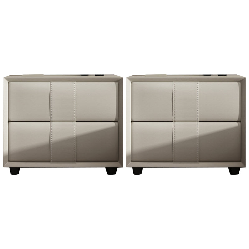 Rectangular Two Drawer Nightstand Contemporary 15.7" H Night Table