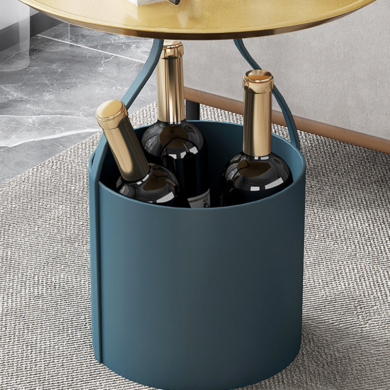 Glam Lower Shelf Night Table Open Storage Accent Table Nightstand Round