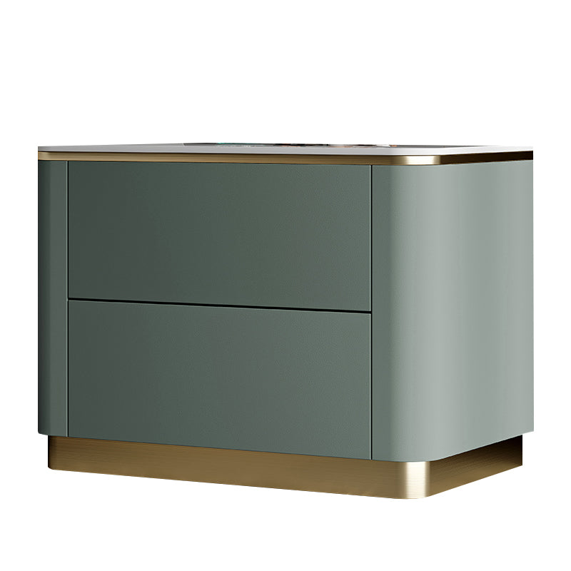 Glam Wood-Based Panel Accent Table Nightstand Drawer Storage Night Table