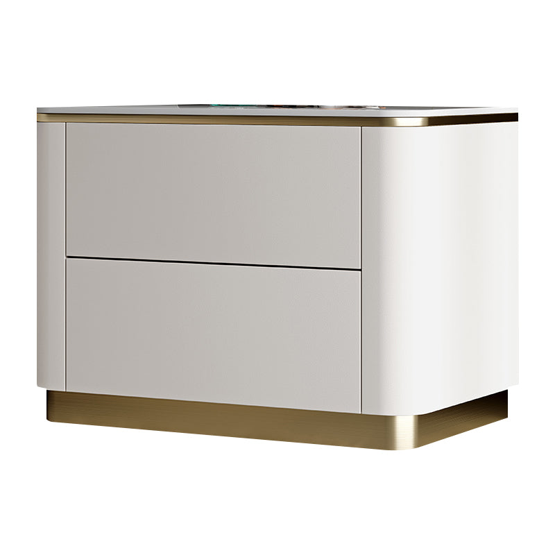 Glam Wood-Based Panel Accent Table Nightstand Drawer Storage Night Table