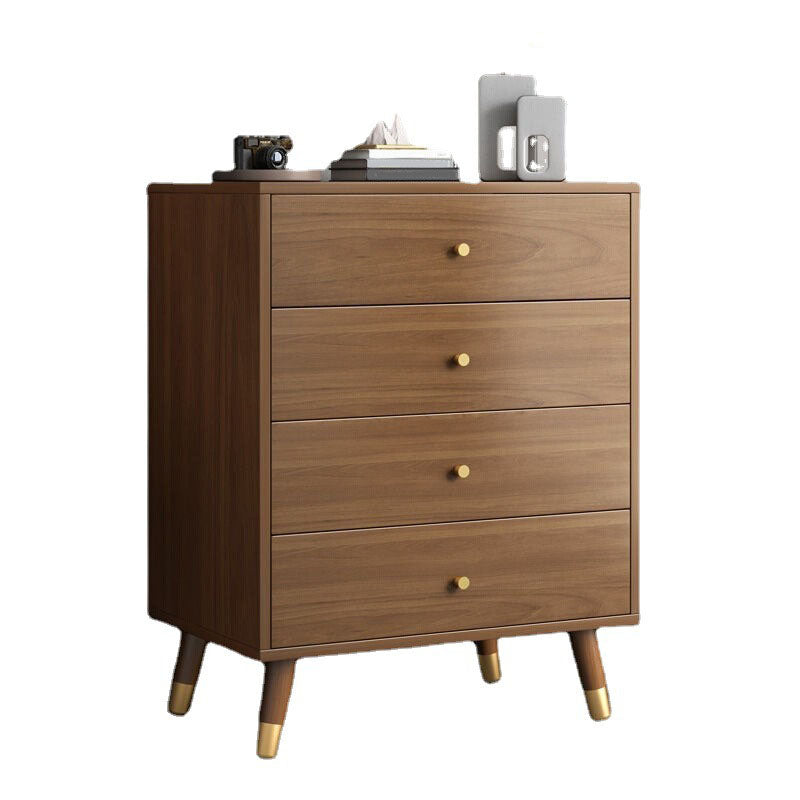 Classic Glam Chest Vertical Brown Wooden Storage Chest with Drawer