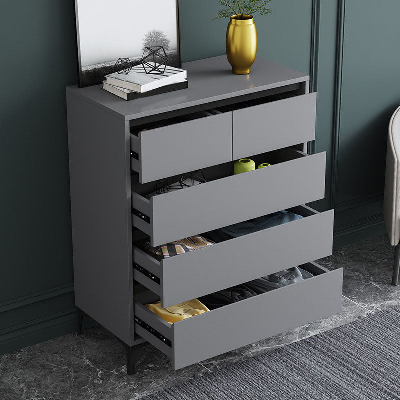 Modern Gray Storage Chest Soft-Close Drawers Wood Dresser for Bedroom