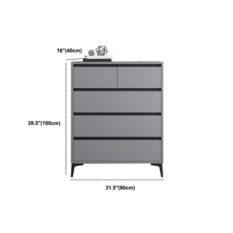 Modern Gray Storage Chest Soft-Close Drawers Wood Dresser for Bedroom