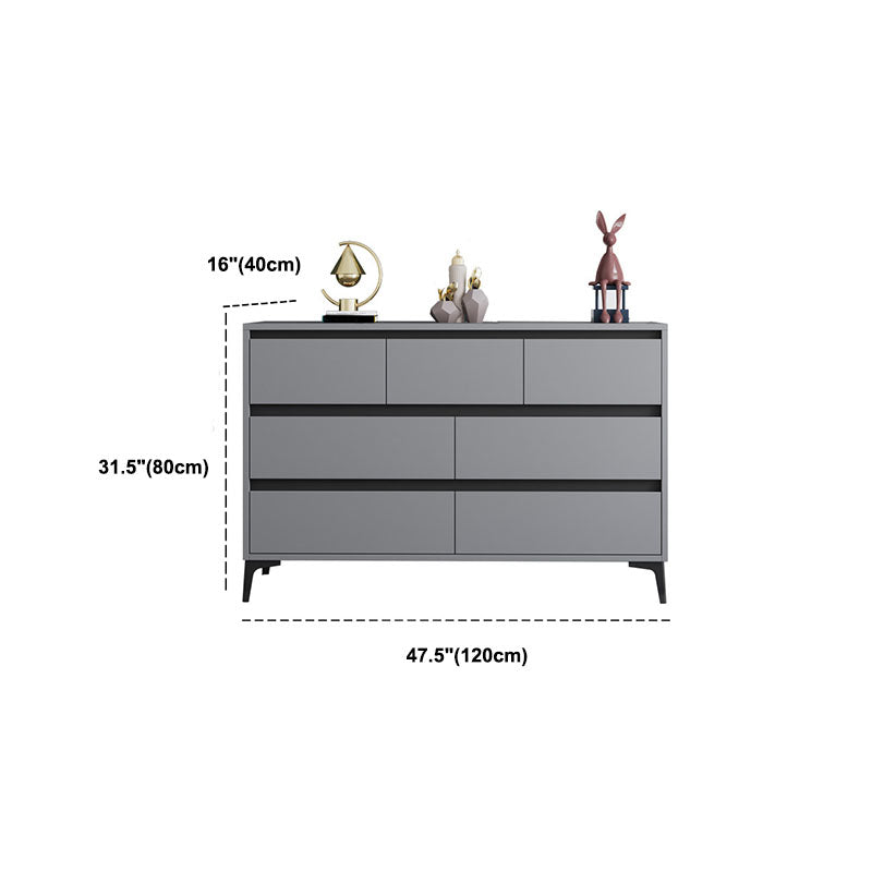 Modern Gray Storage Chest Soft-Close Drawers Wood Dresser for Bedroom