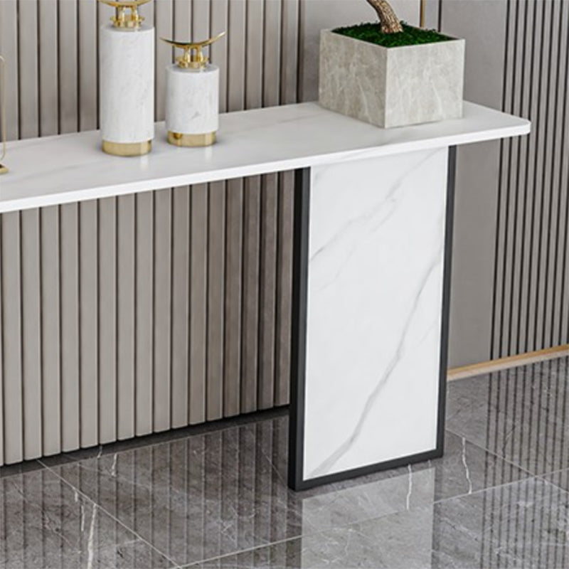 Iron Base Accent Table with Rectangle Stone Top for Hall Console Table