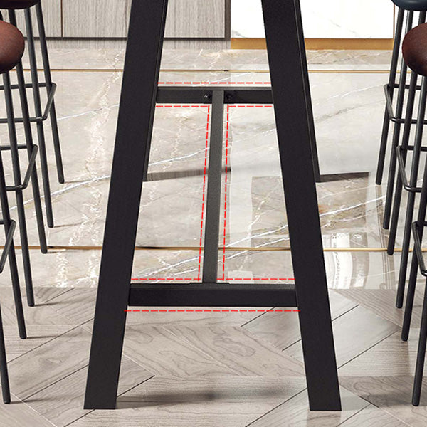 Industrial Black Metal Frame Bistro Table Brown Pine Wood Top Bar Table