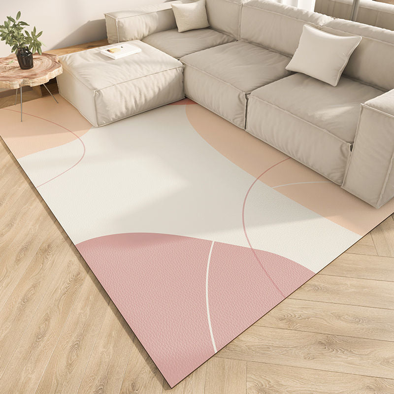 Minimalist Polyester Carpet Color Block Area Rug Non-Slip Backing Carpet for Living Room