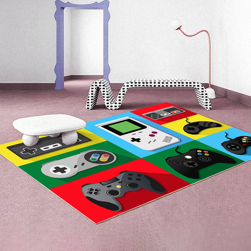 Casual Gamepad Print Carpet Polyester Area Rug Stain Resistant Rug for Living Room