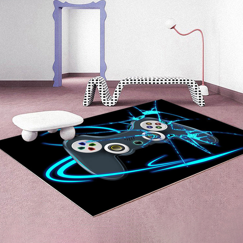 Casual Gamepad Print Carpet Polyester Area Rug Stain Resistant Rug for Living Room