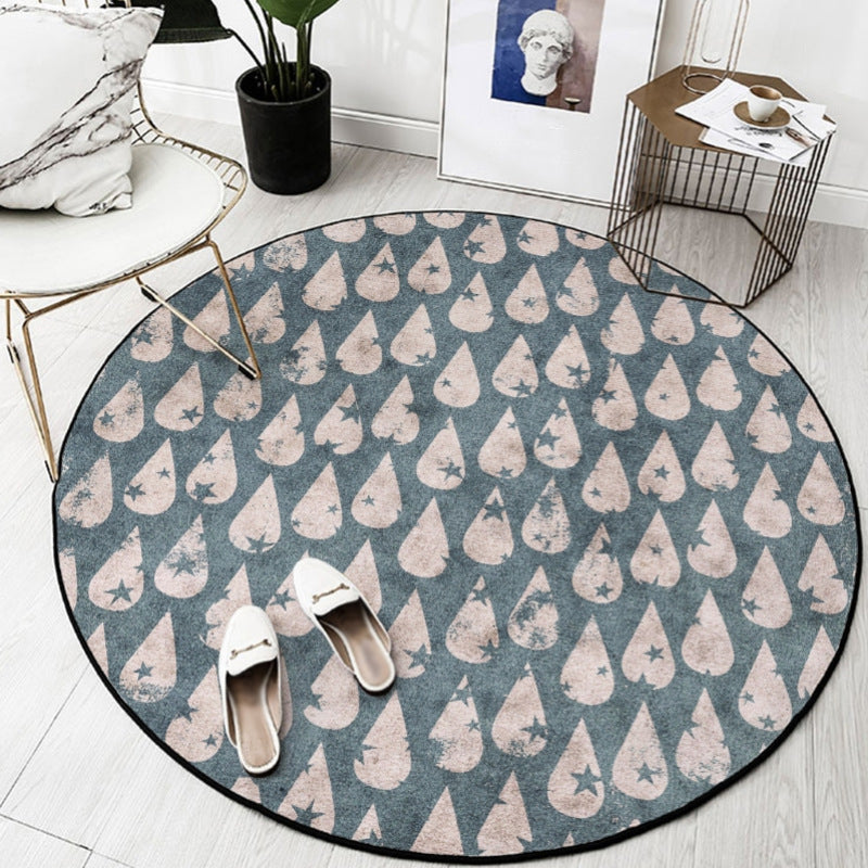 Bold Round Carpet Modern Abstract Carpet Washable Polyester Rug with Non-Slip Backing