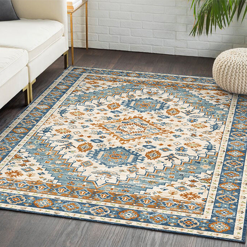 Classical Medallion Print Carpet Polyester Rug Stain Resistant Indoor Rug for Living Room