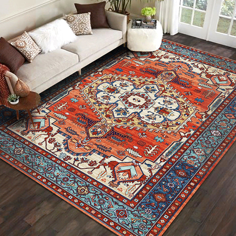 Classical Medallion Print Carpet Polyester Rug Stain Resistant Indoor Rug for Living Room