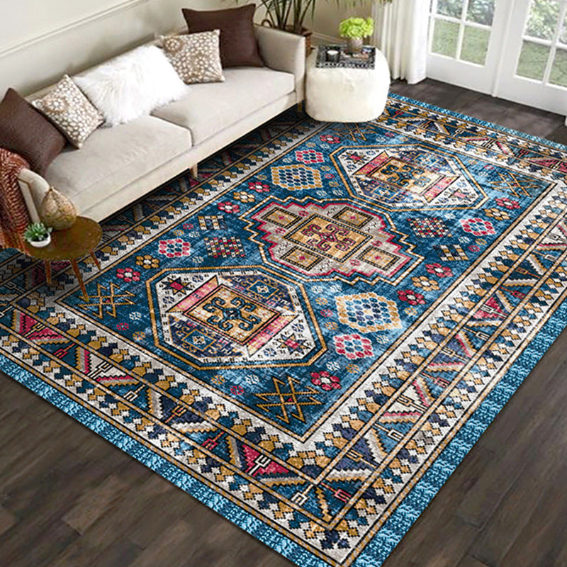 Classical Medallion Print Carpet Polyester Rug Stain Resistant Indoor Rug for Living Room