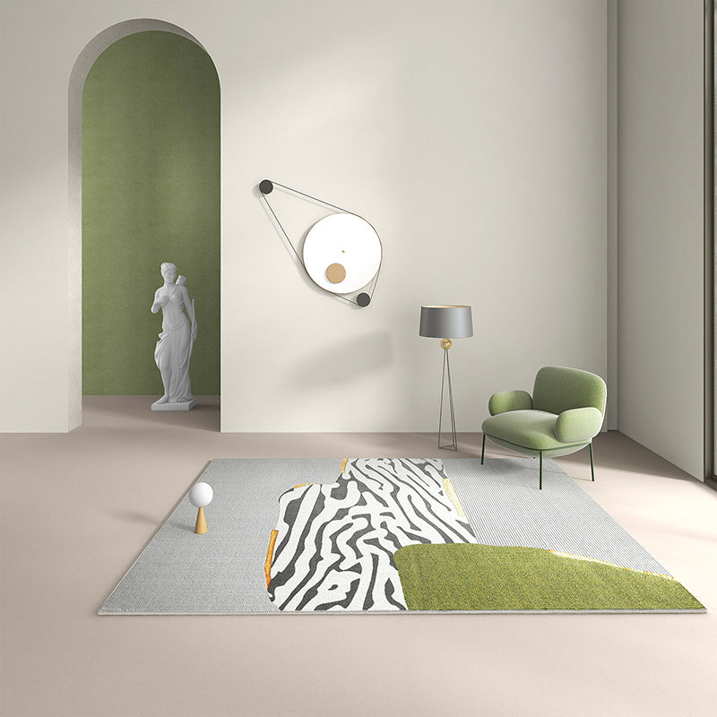 Modern Polyester Carpet Trendy Zebra Pattern Carpet Non-Slip Area Rug for Living Room