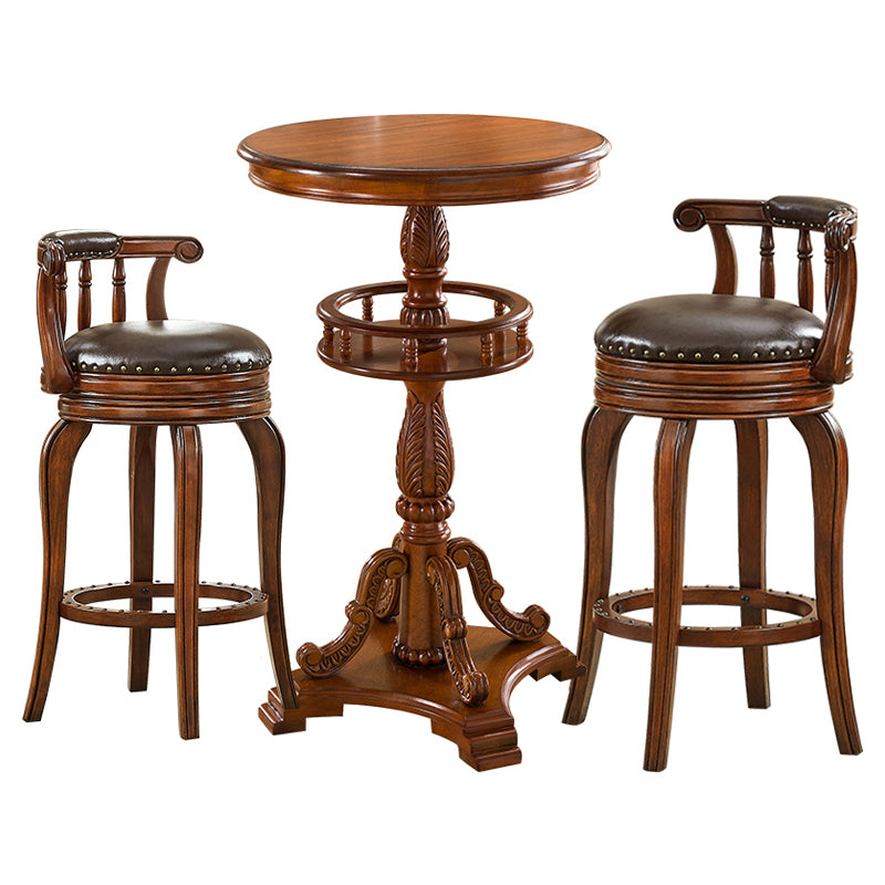 Modern 1/3 Pieces Solid Wood Pub Table Set Round Counter Table for Dining Room