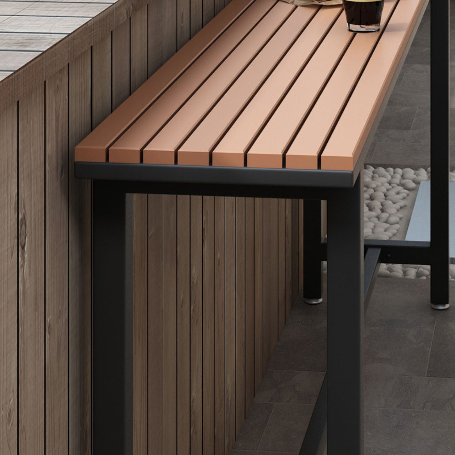 Modern Bar Table Set 1/2/5 Pieces Rectangle Wood Counter Table with Stools for Balcony